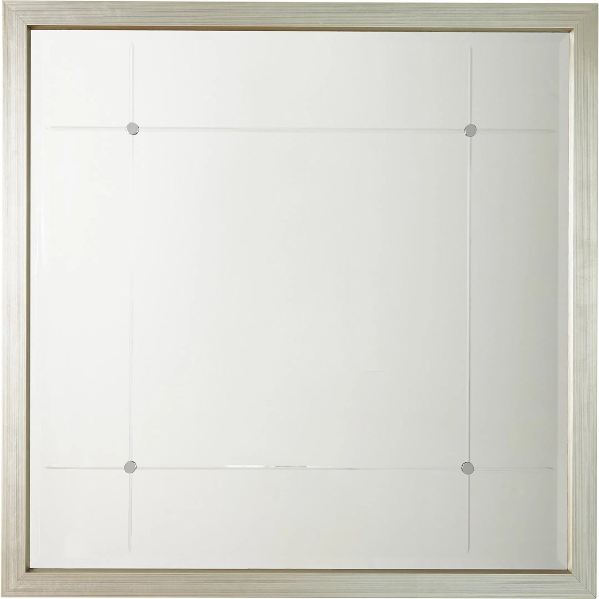 Beaumont Square Mirror by Global Views in silver leaf, nickel, brass. Made from mdf, mirror in a transitional style.