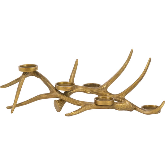 Andean Antler Candleholder by Accent Decor in antique, gold. Made from metal in a unique style.