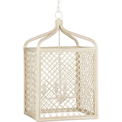 Wanstead Lantern by Currey and Company in bleached natural, vanilla. Made from rattan, wicker, wrought iron in a cottage & farmhouse style.