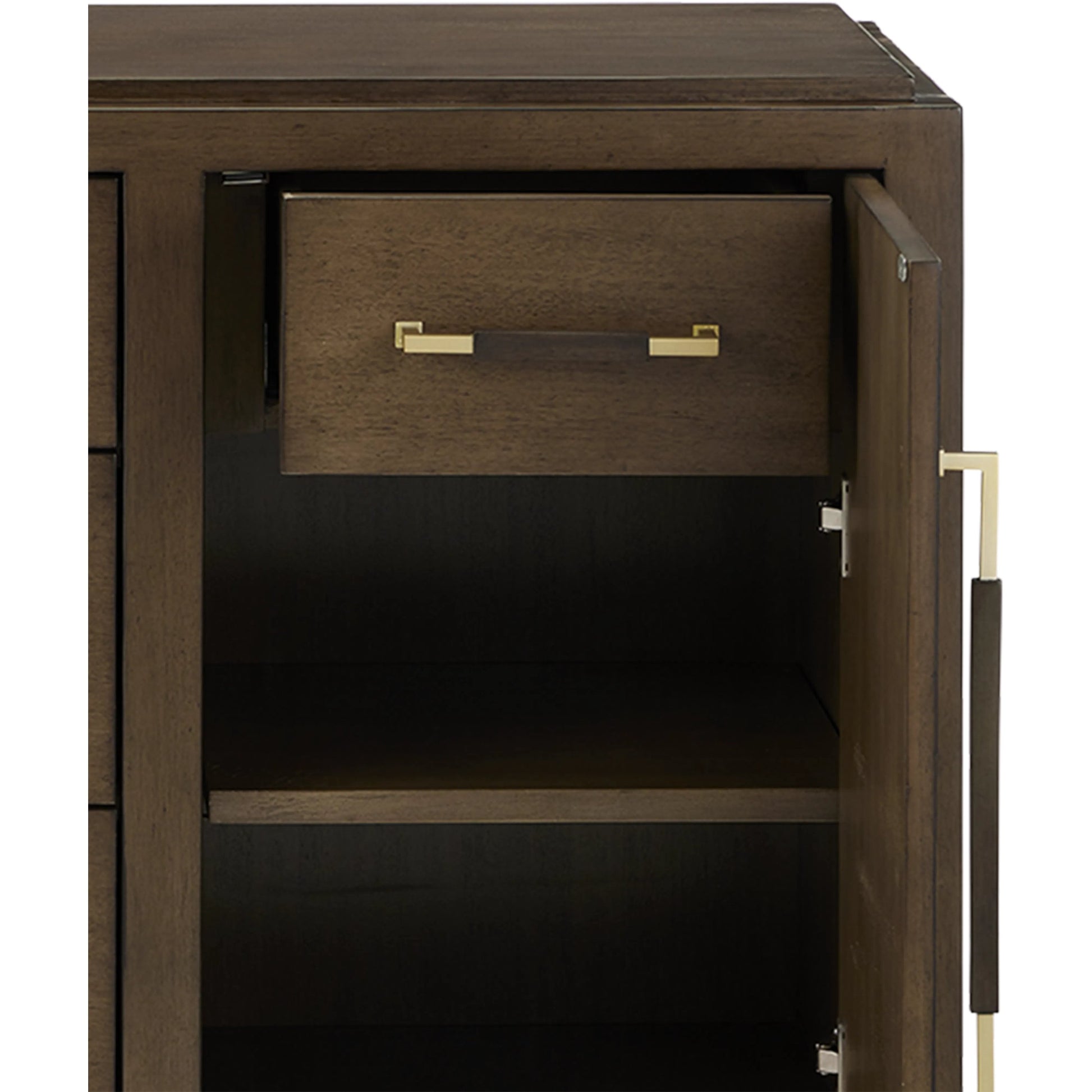 Verona Three-Drawer Chest by Currey and Company in lacquered black linen, champagne. Made from black linen, mahogany, brass, iron in a traditional style.