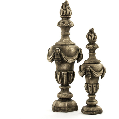Resin Urn by Zentique in distressed gray and resin. Made from resin in a traditional style.