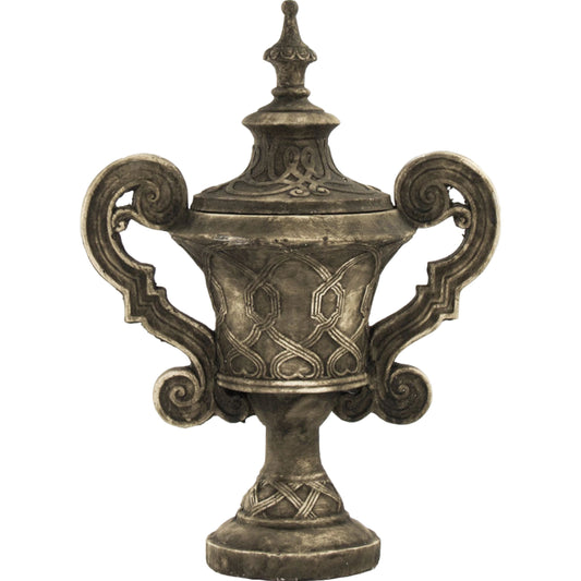 Distressed Gray Resin Accent Urn by Zentique in distressed gray. Made from resin in a traditional style.