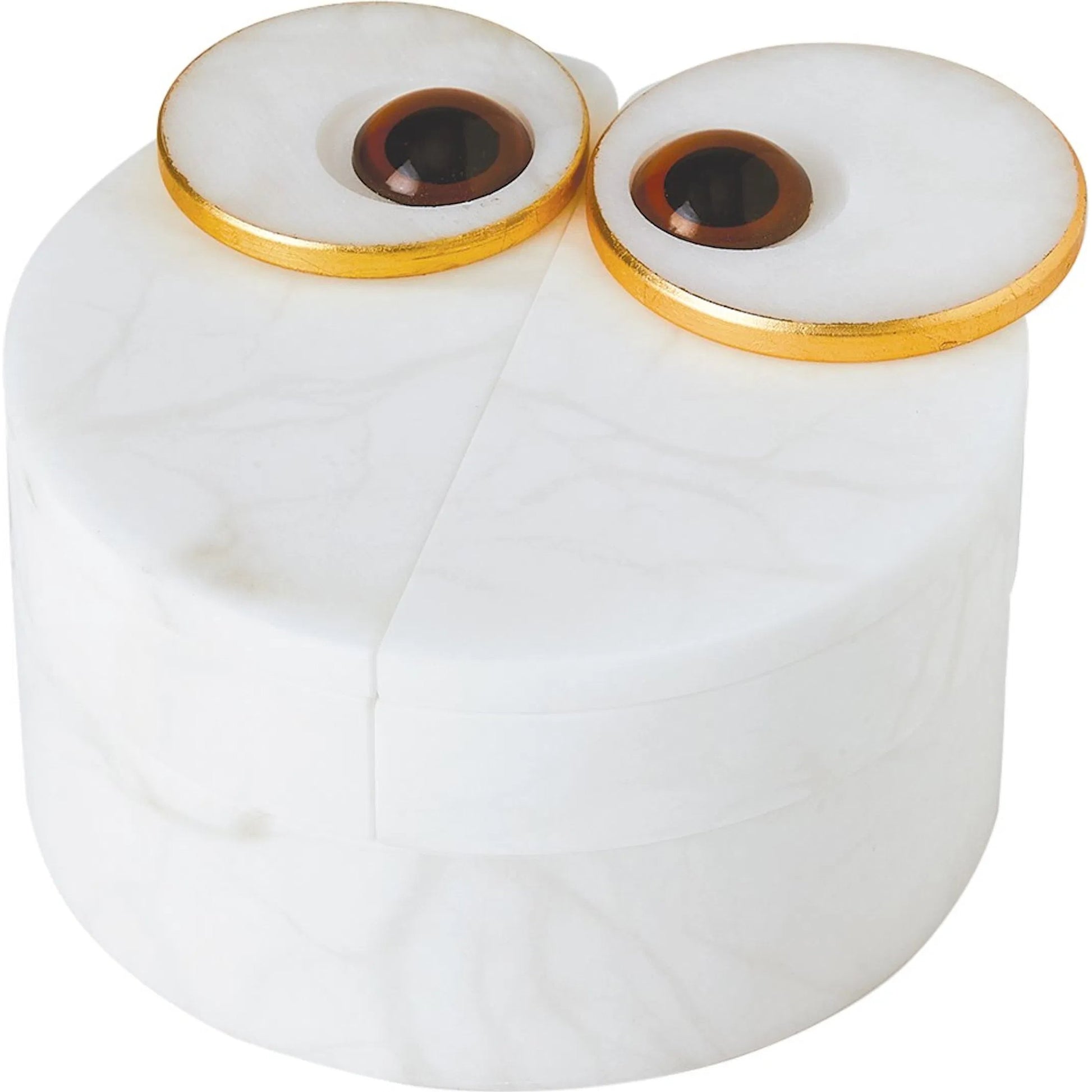 Alabaster Owl Box by Global Views in natural. Made from alabaster, glass in a eclectic & global style.