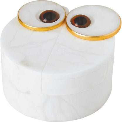 Alabaster Owl Box by Global Views in natural. Made from alabaster, glass in a eclectic & global style.