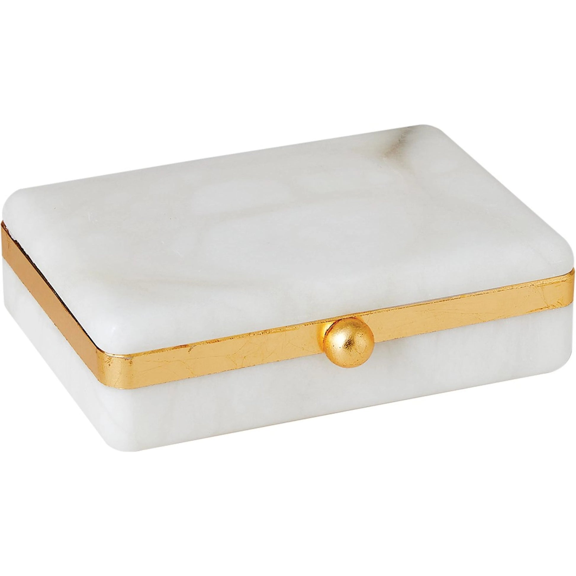 Gold Band Swivel Alabaster Box by Global Views in natural. Made from alabaster, metal in a modern style.
