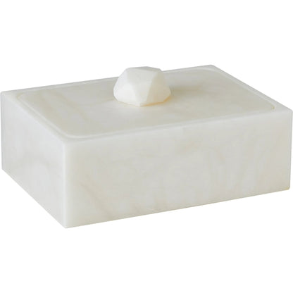 Facet Knob Alabaster Box by Global Views in white. Made from unique in a unique style.