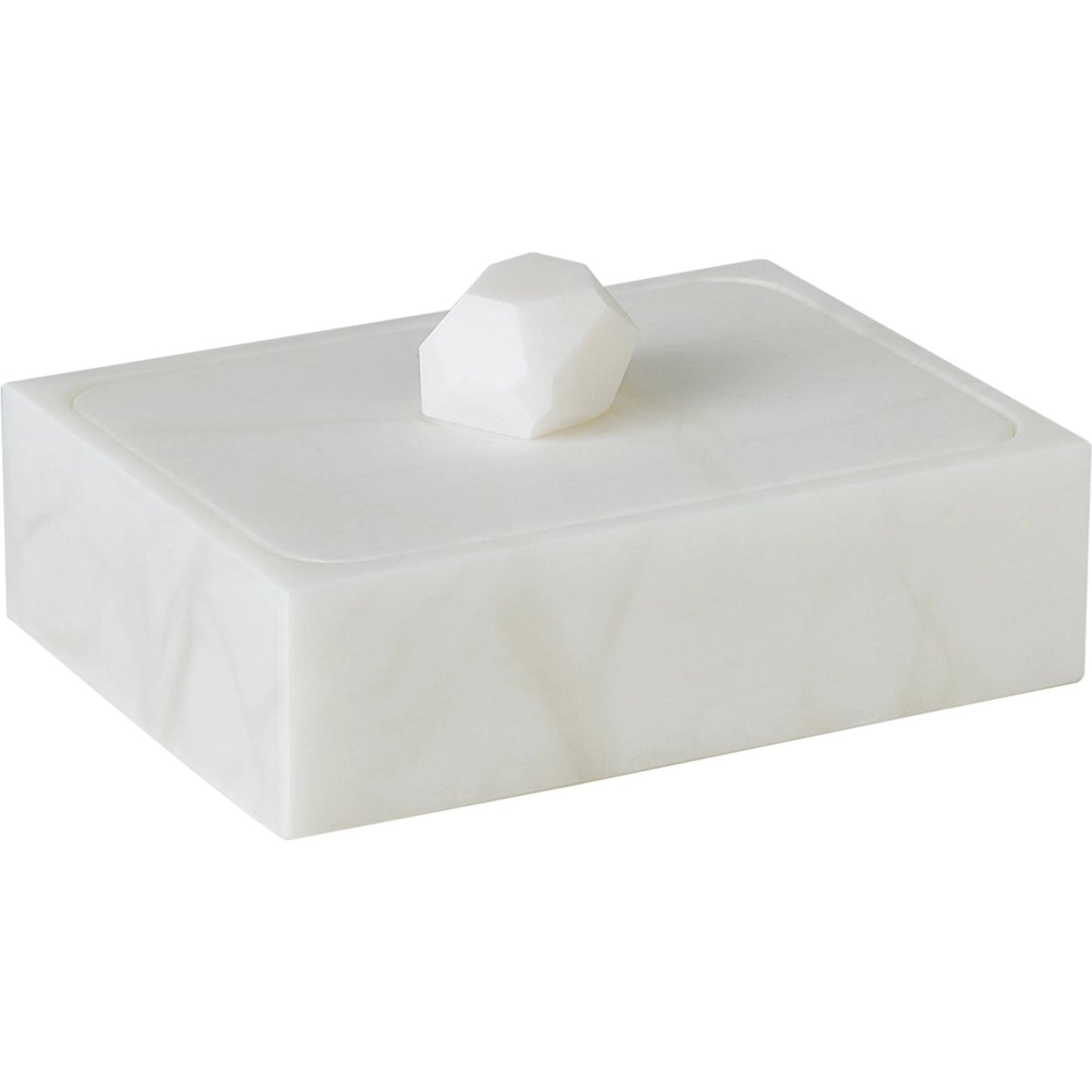 002 SI-2323531 | Primary Silo | Facet Knob Alabaster Box by Global Views in white. Made from unique in a modern style.