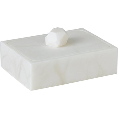 Facet Knob Alabaster Box by Global Views in white. Made from unique in a unique style.