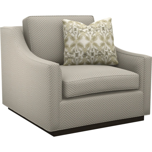 Barlett Chair by Lexington in grey and dark brown. Made from mahogany, fabric in a unique style.