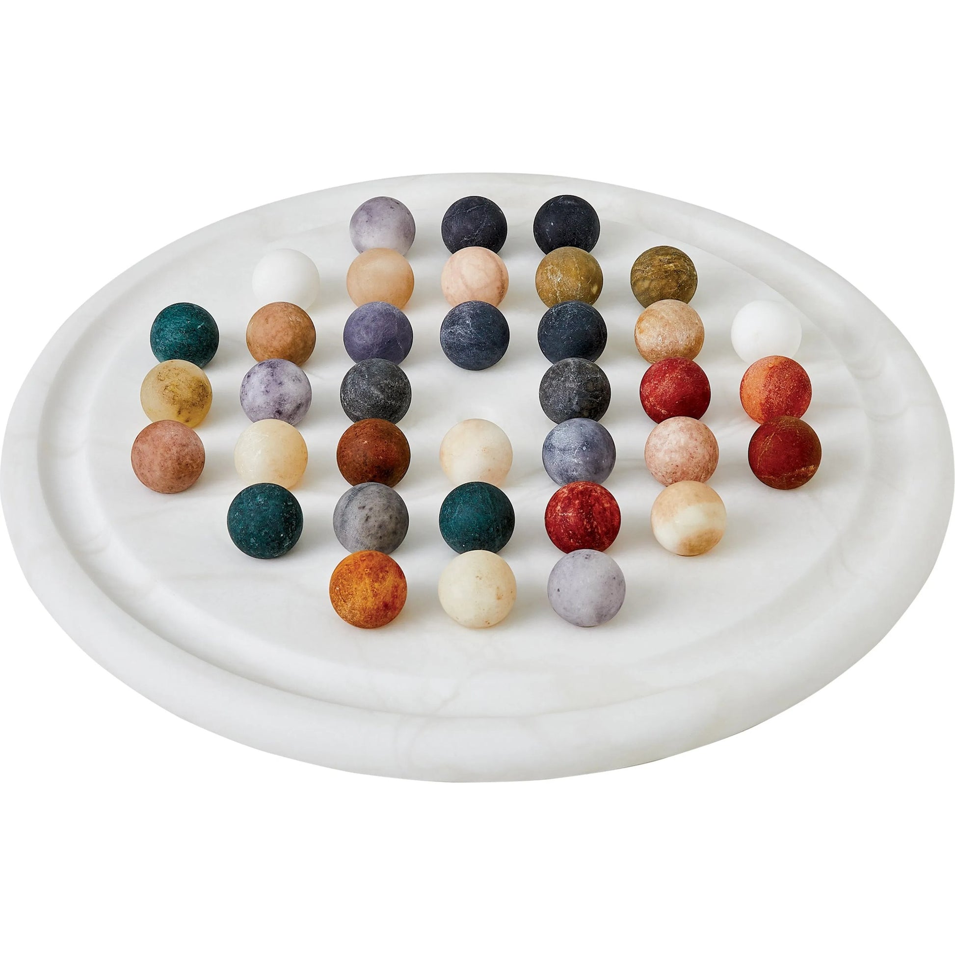 Alabaster Solitaire Game Set by Global Views. Made from alabaster in a modern style.