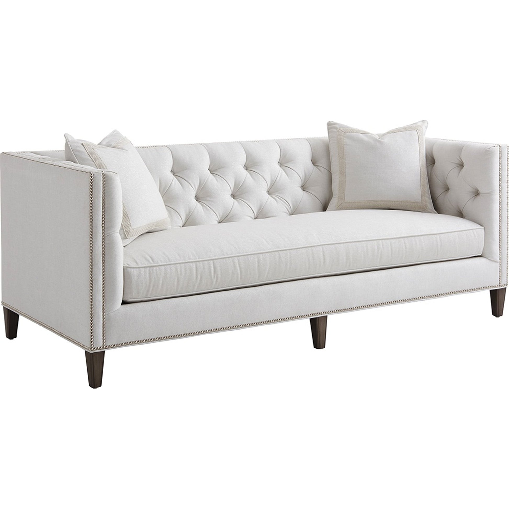 Monaco Sofa by Lexington in misty gray. Made from unique in a cottage & farmhouse style.