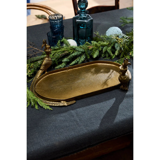 E+E Emerson Tray by Accent Decor in antique-gold. Made from metal in a unique style.