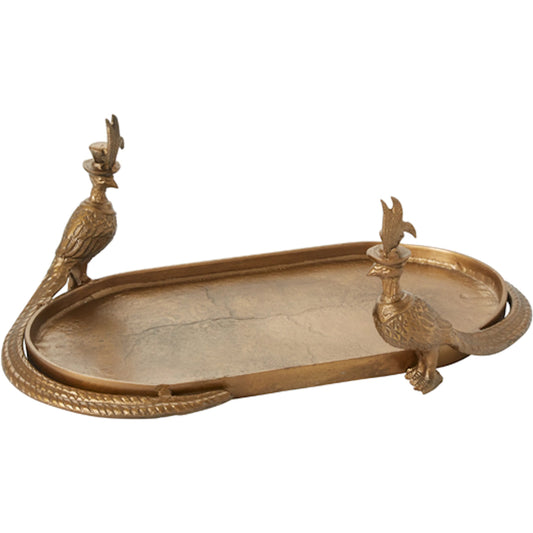 E+E Emerson Tray by Accent Decor in antique-gold. Made from metal in a unique style.