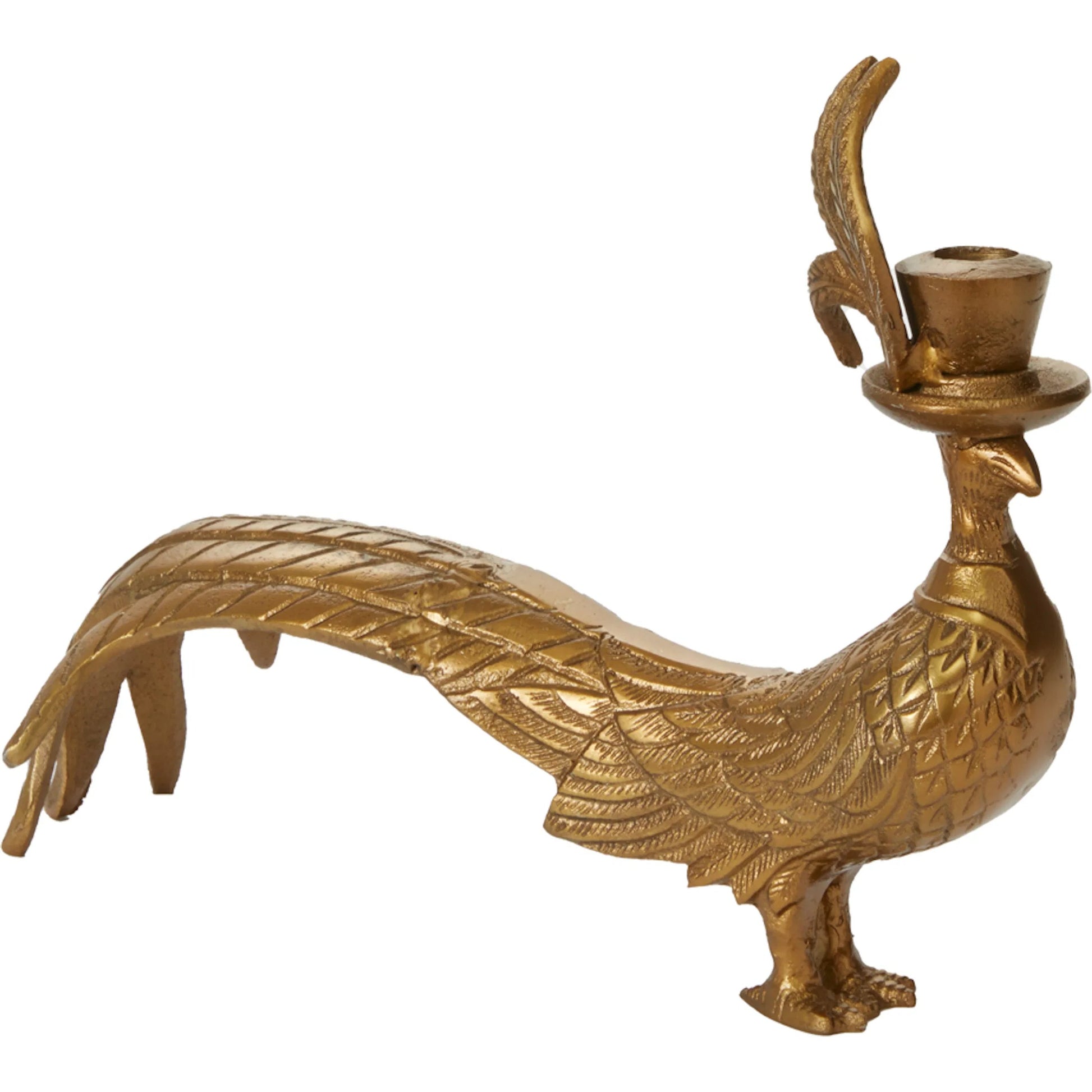 E+E Pheasant Candlestick Emerson by Accent Decor in antique-gold. Made from metal in a eclectic & global style.