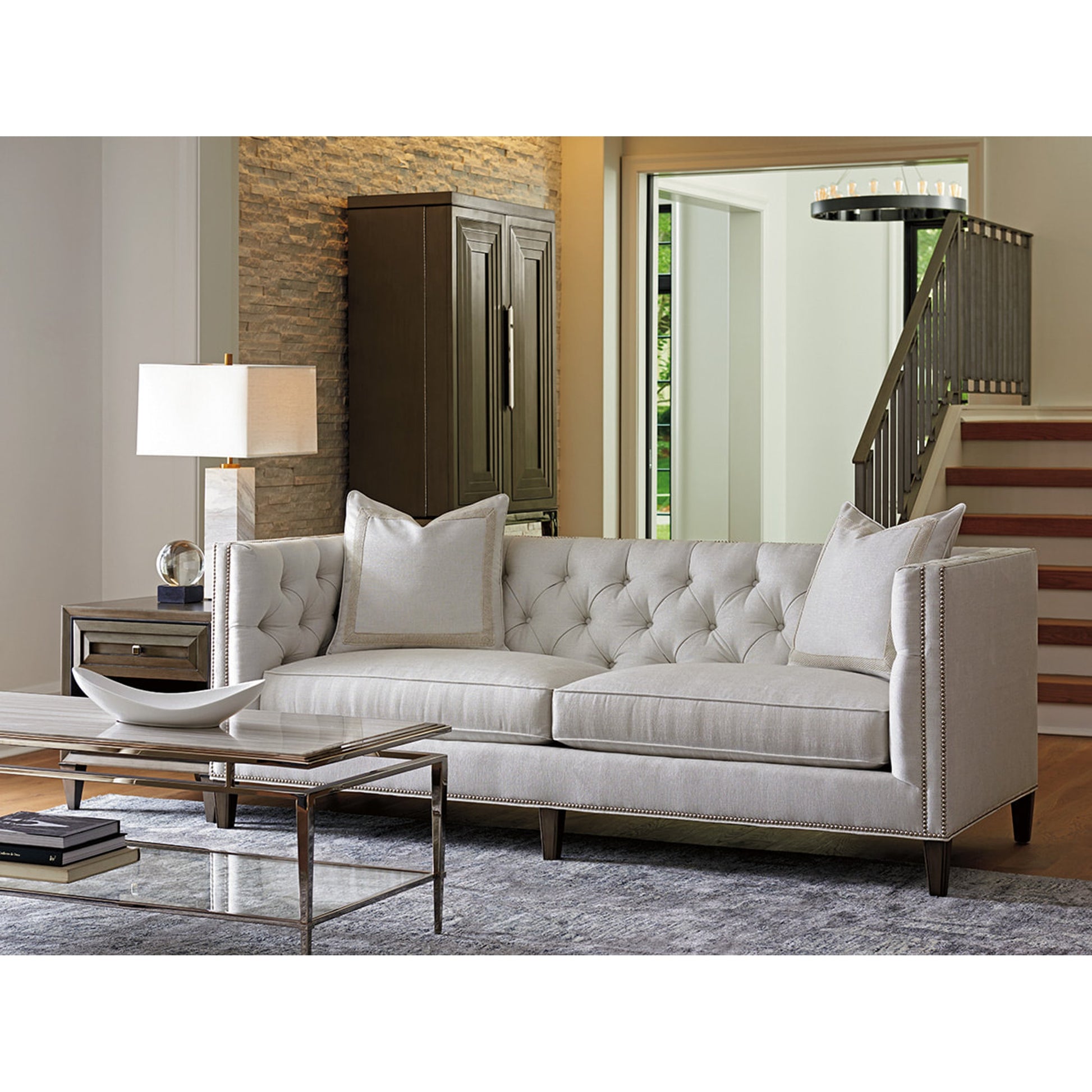 Athene Stainless Cocktail Table by Lexington. Made from unique in a transitional style.