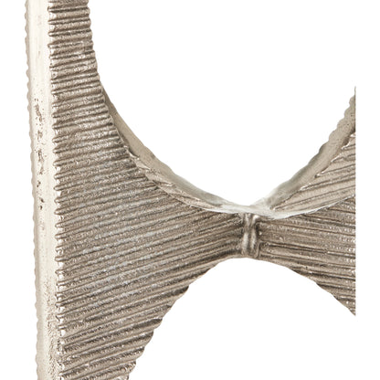 Micha Accent Table by Currey and Company in antique nickel, white. Made from cast aluminum, marble in a modern style.