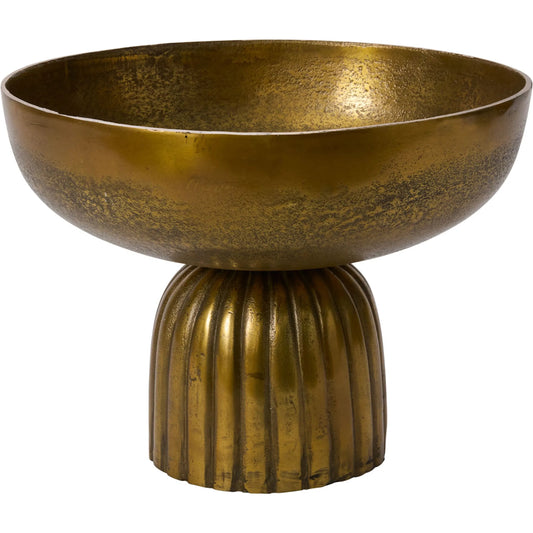 Hamilton Footed Bowl by Accent Decor in antique-gold. Made from metal in a traditional style.
