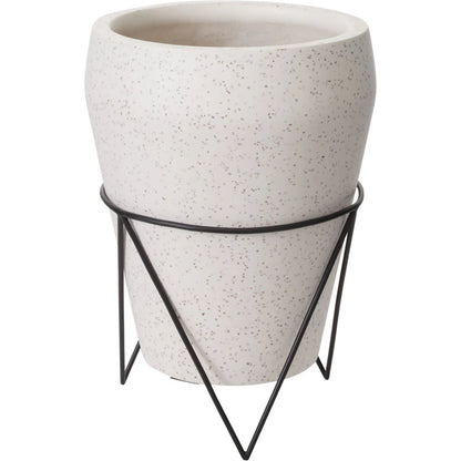 Holcomb Planter with Stand by Accent Decor in off, white. Made from fiber composite in a unique style.