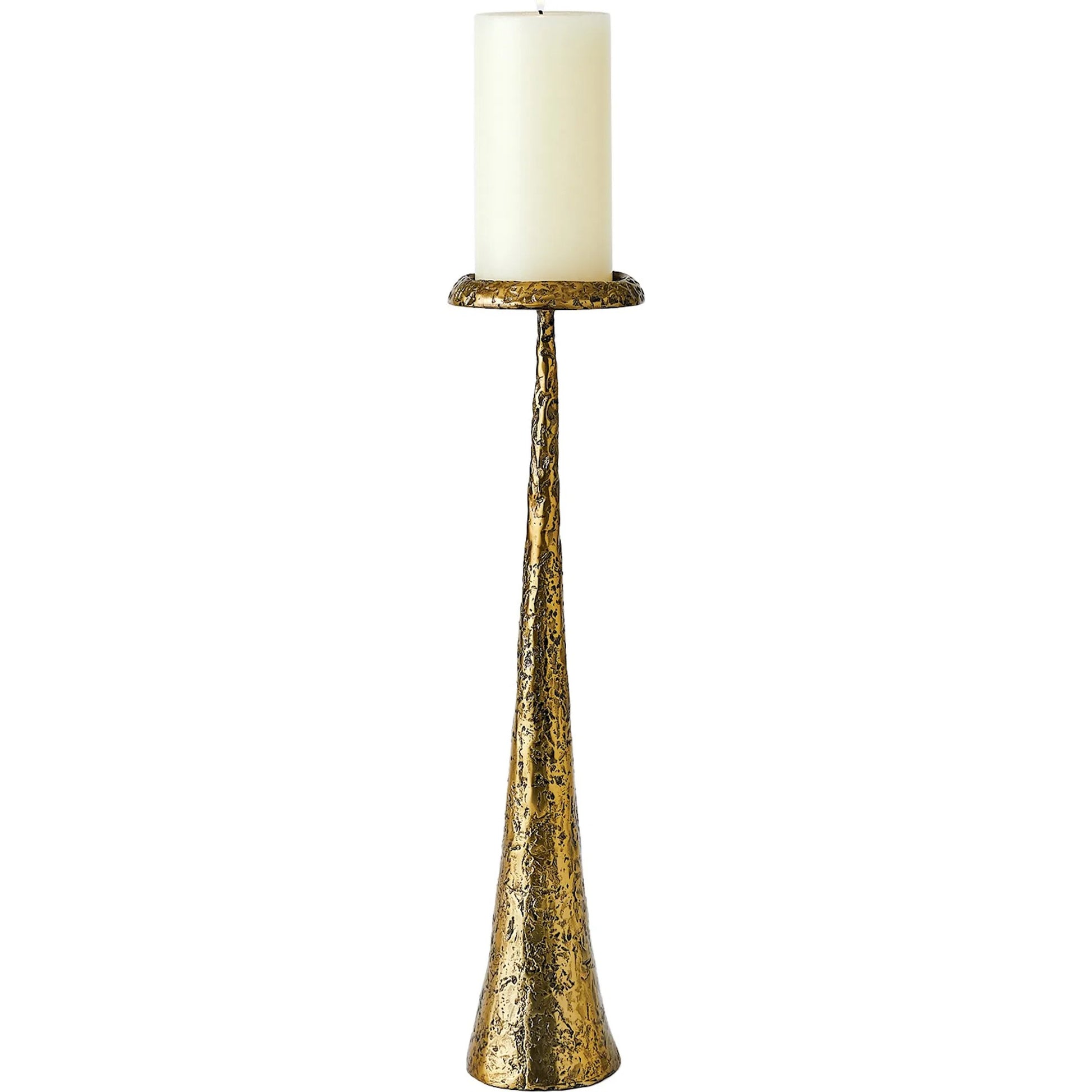 Beacon Candle Holder by Global Views in red and antique brass. Made from unique in a unique style.
