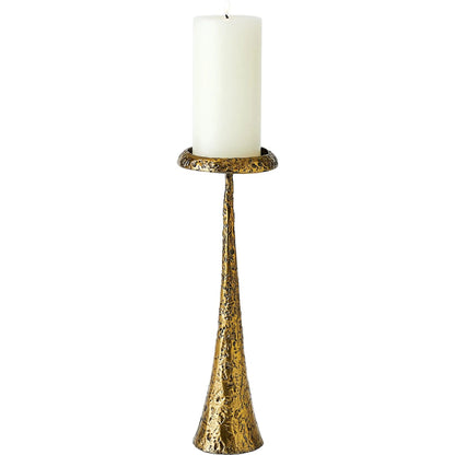 Beacon Candle Holder by Global Views in red and antique brass. Made from unique in a unique style.