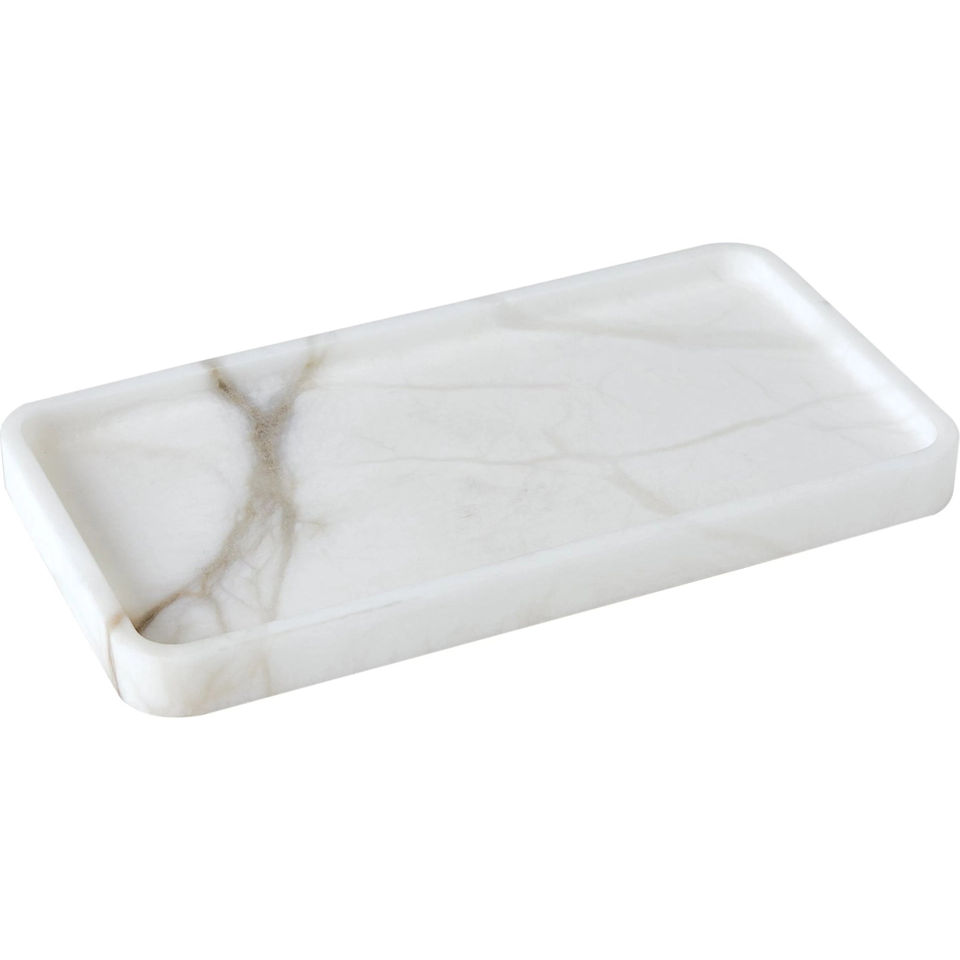 Raggio Alabaster Tray by Global Views in white. Made from alabaster in a unique style.