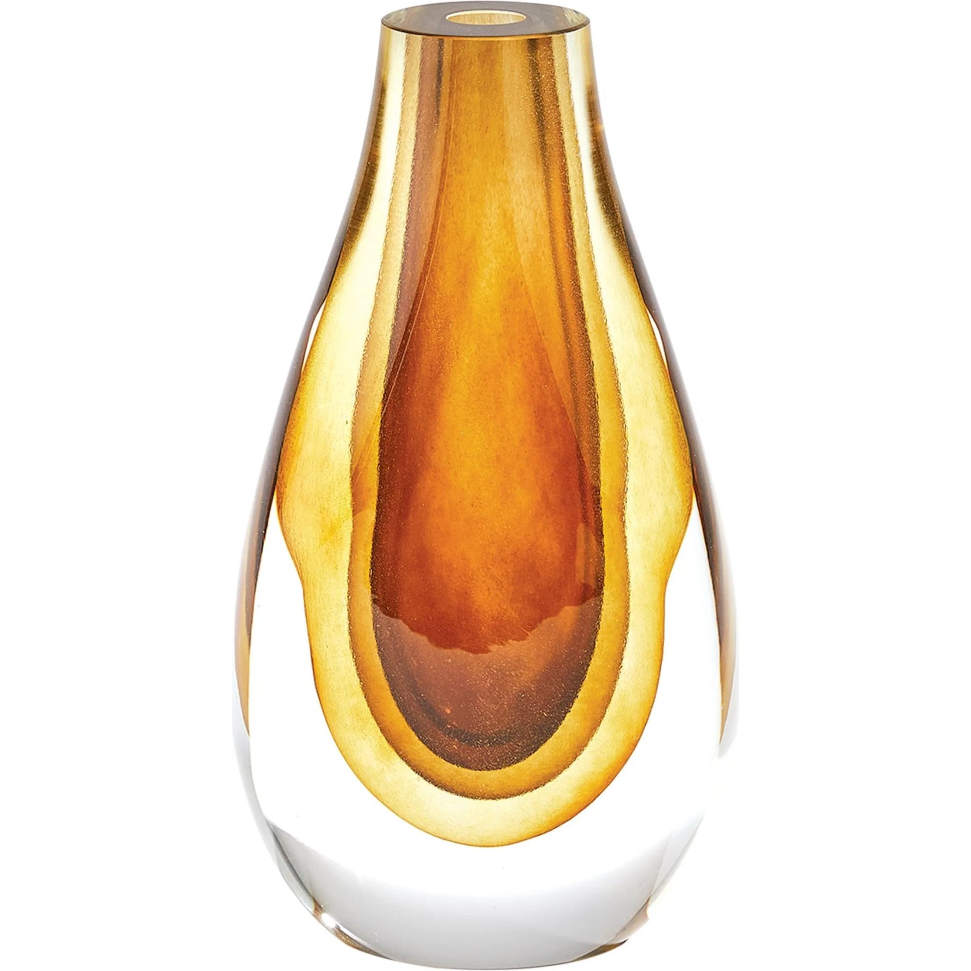 Gradient Vase by Global Views in amber. Made from art glass in a eclectic & global style.