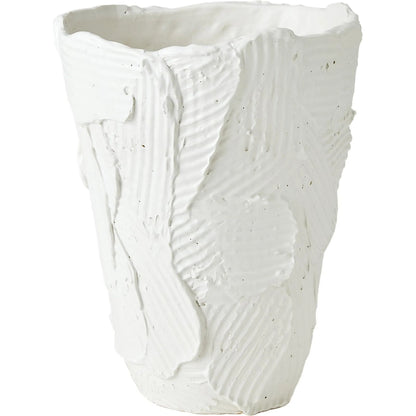 Chip Short Vase by Global Views in matte white. Made from unique in a rustic style.