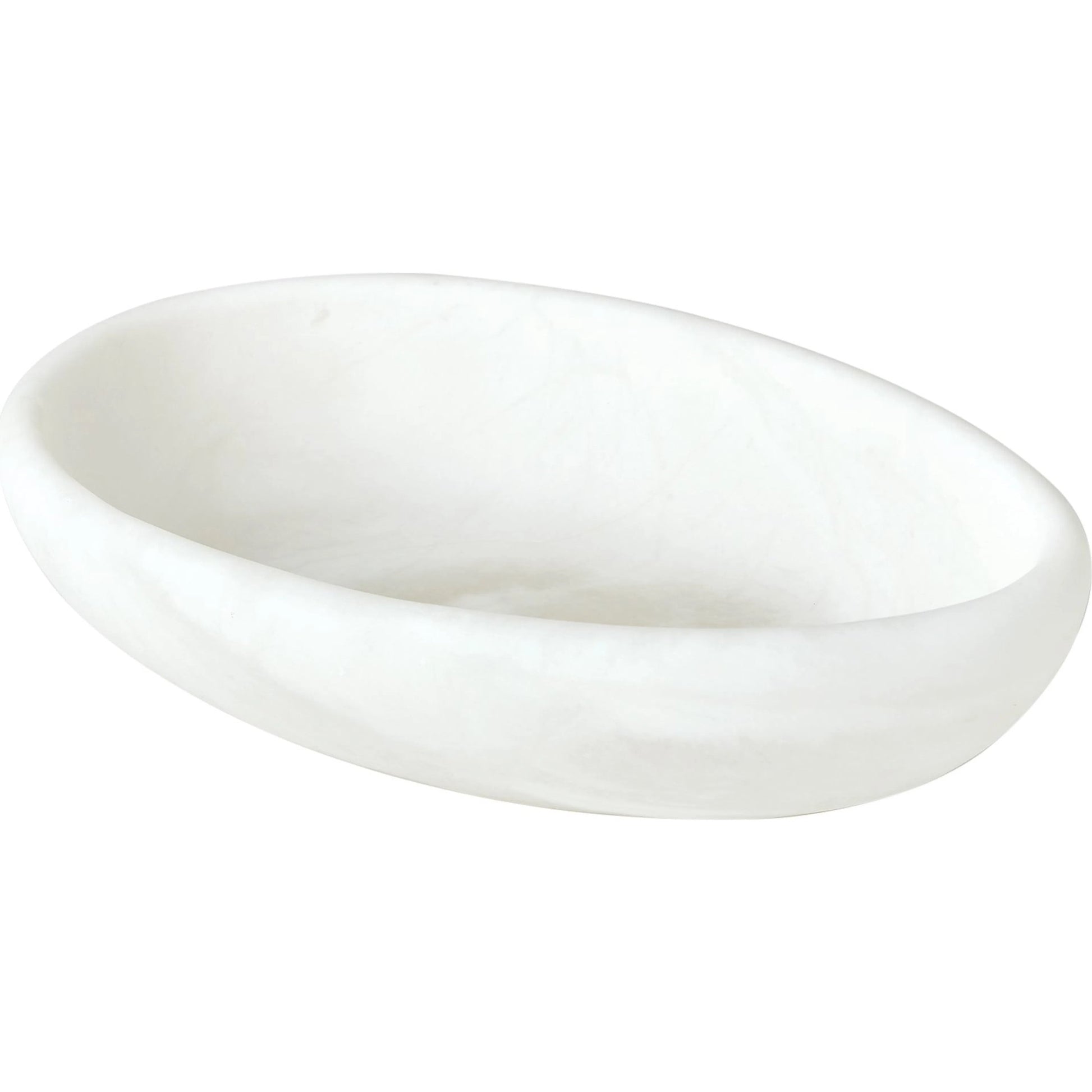 Oblique Alabaster Bowl by Global Views in white. Made from alabaster in a unique style.