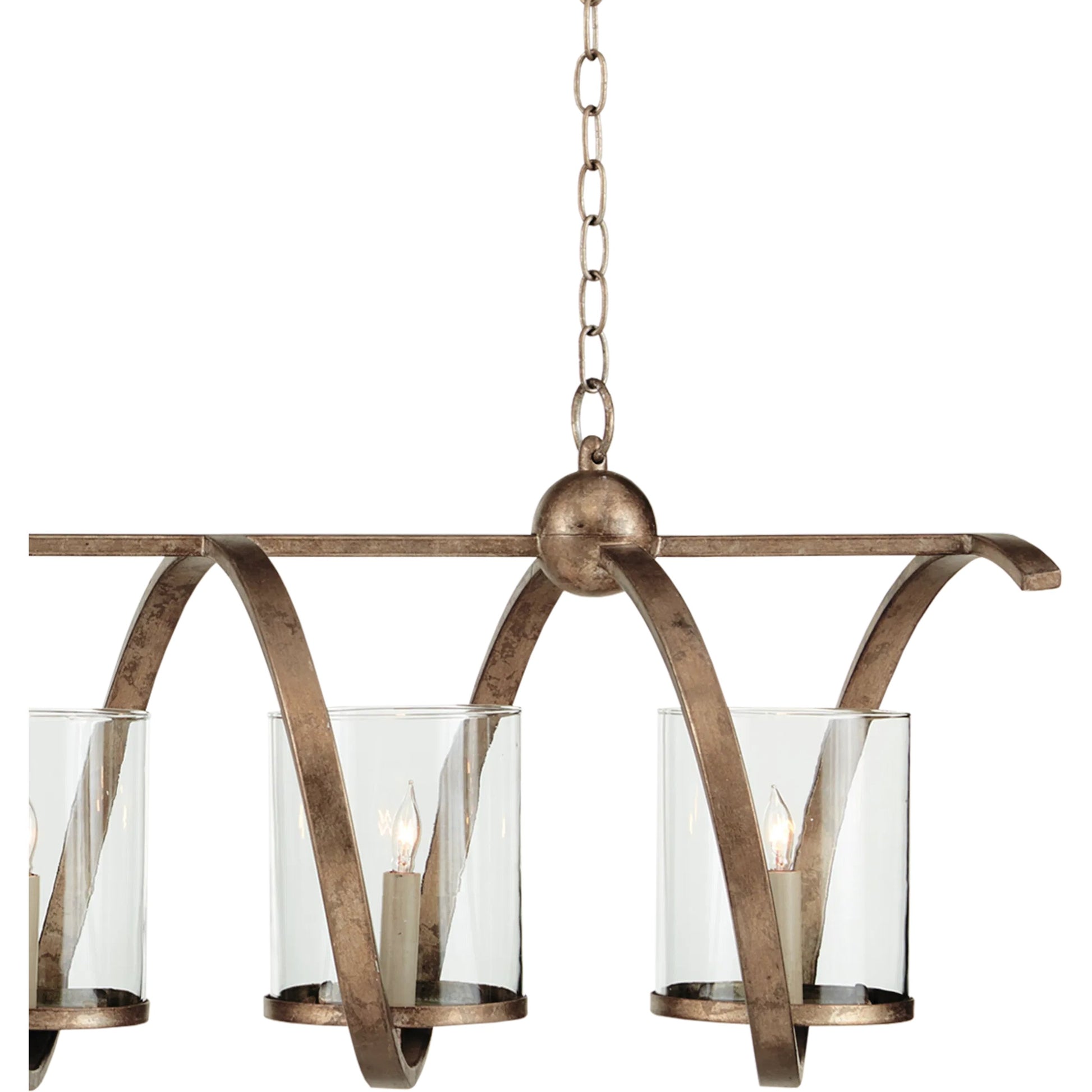 Maximus Chandelier by Currey and Company. Made from wrought iron, glass in a modern style.