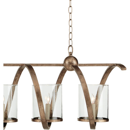 Maximus Chandelier by Currey and Company. Made from wrought iron, glass in a modern style.