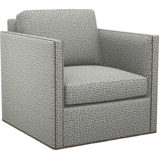 Hinsdale Swivel Chair by Lexington in blue, aqua and ebony. Made from mahogany, fabric in a unique style.