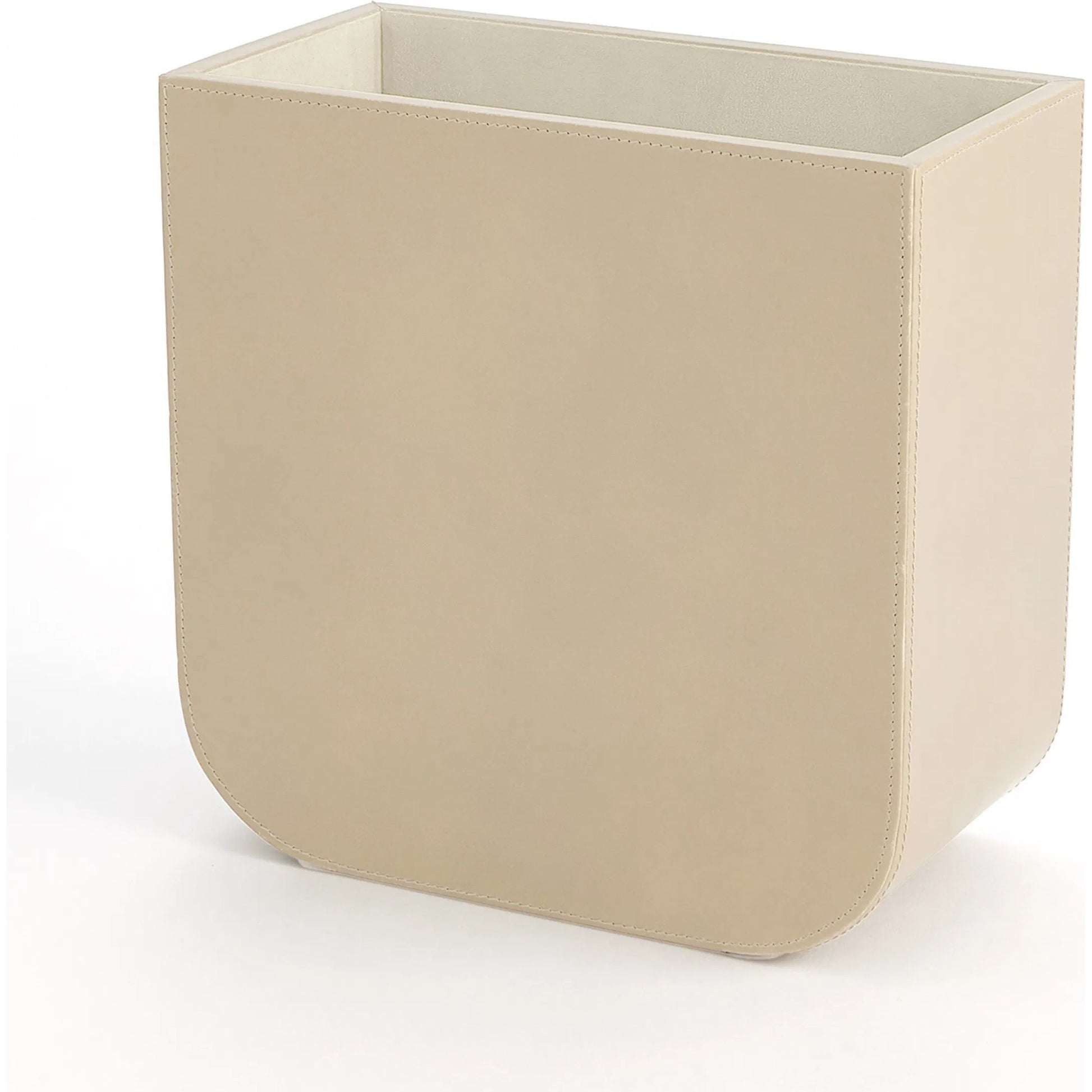 Radius Edge Leather Wastebasket by Global Views. Made from unique in a transitional style.