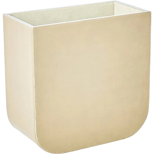Radius Edge Leather Wastebasket by Global Views. Made from unique in a transitional style.