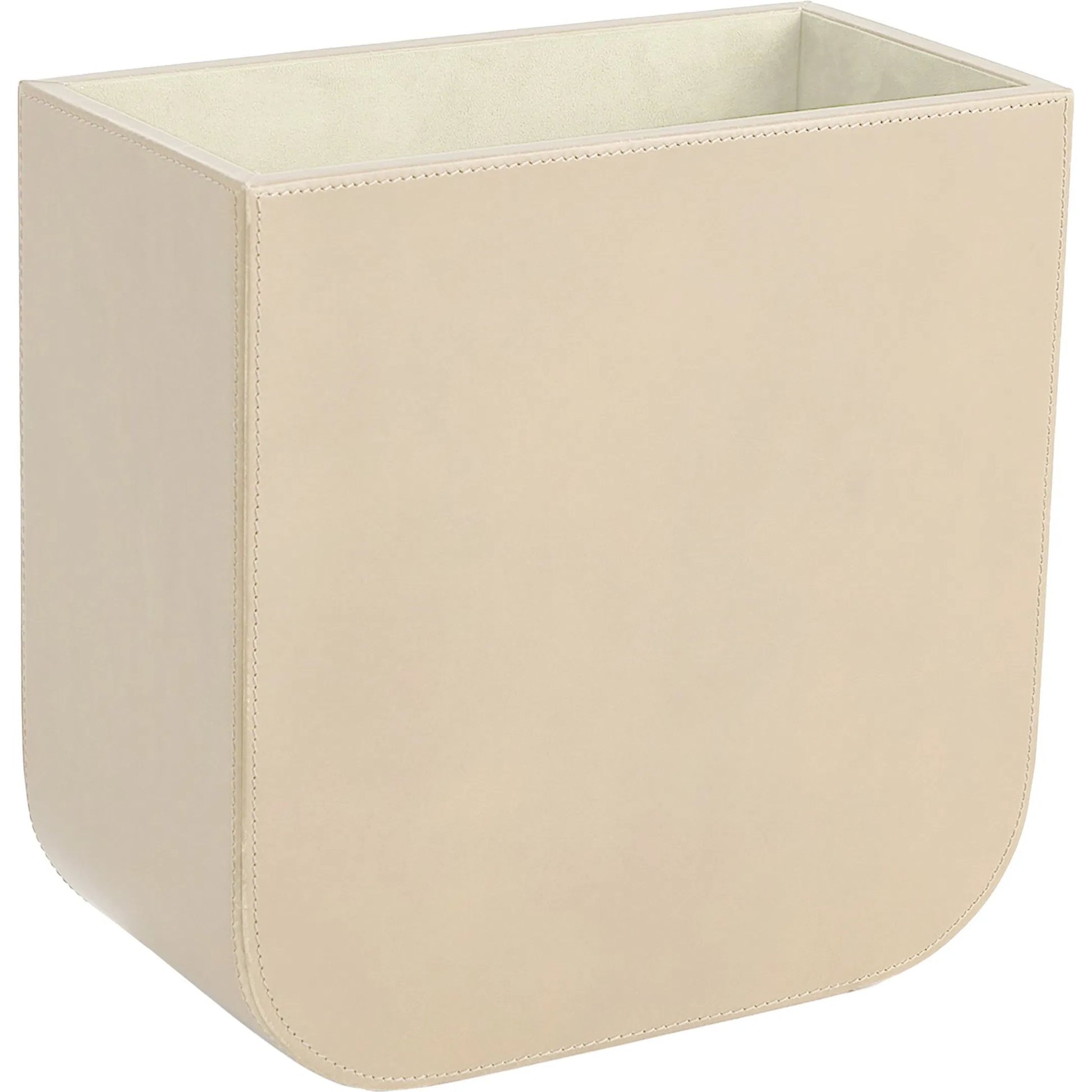 Radius Edge Leather Wastebasket by Global Views. Made from unique in a transitional style.