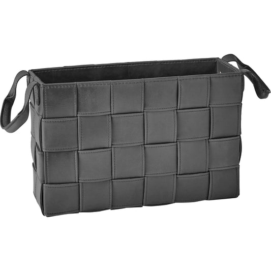 Soft Woven Leather Basket by Global Views. Made from lining material split suede leather, top grain marble leather in a traditional style.