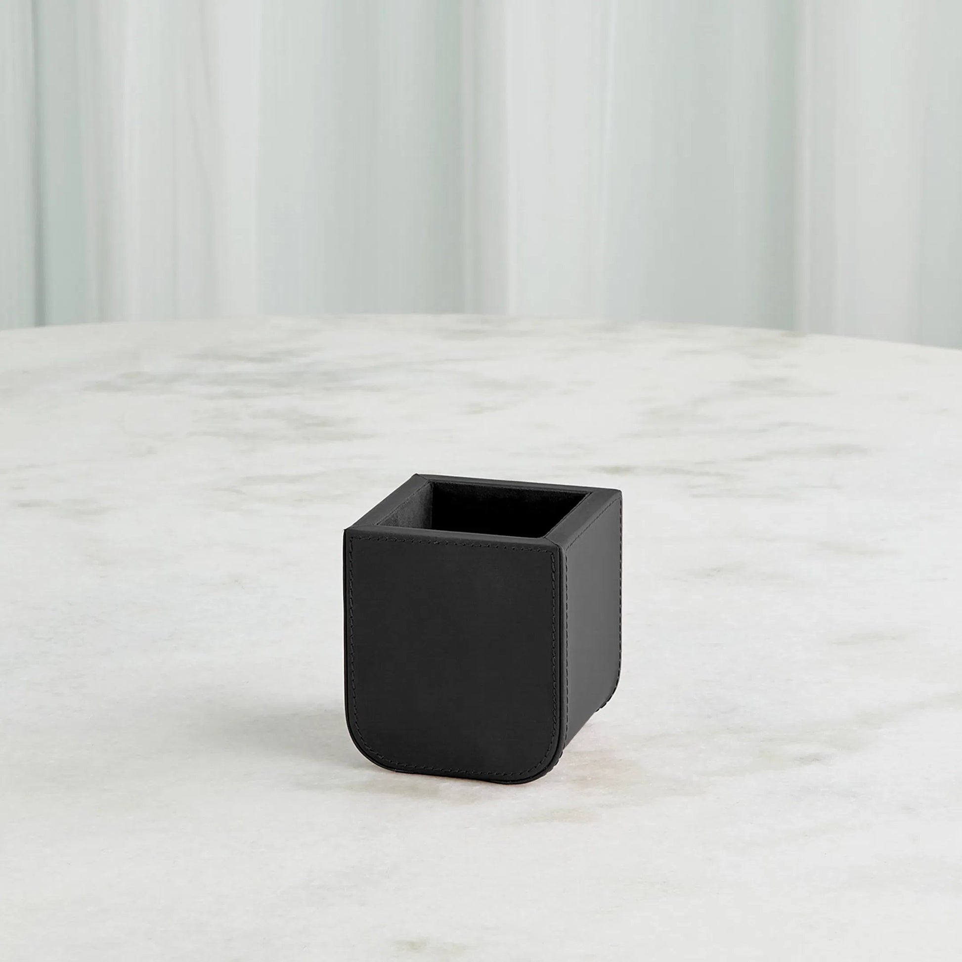 Radius Edge Leather Pencil Cup by Global Views. Made from unique in a transitional style.