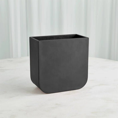 Radius Edge Leather Wastebasket by Global Views. Made from unique in a transitional style.