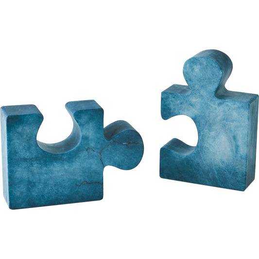 Alabaster Jigsaw Bookends by Global Views. Made from alabaster in a eclectic & global style.