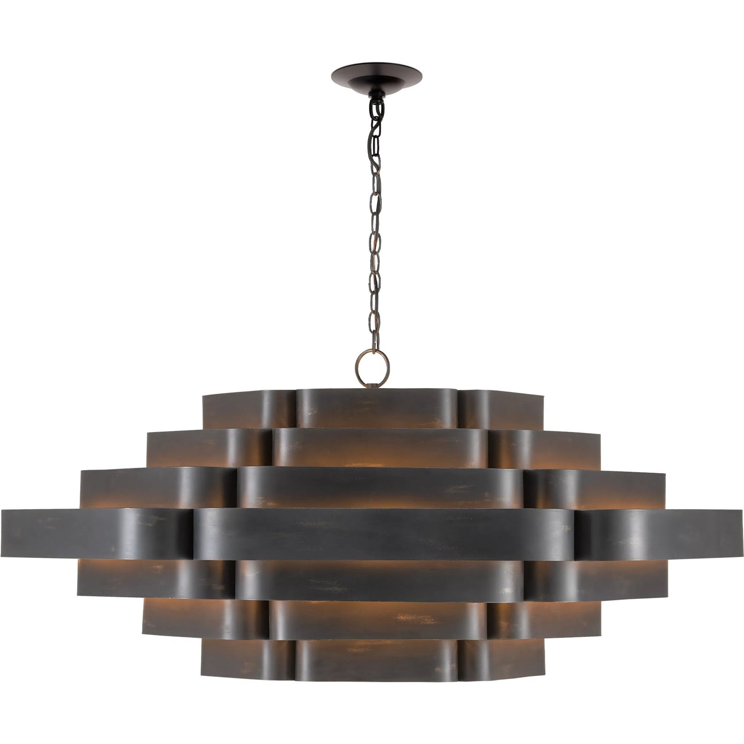 010 SI-1894175 | Additional Silo | Bailey Chandelier by Currey and Company in french black, contemporary gold leaf. Made from wrought iron in a modern style.