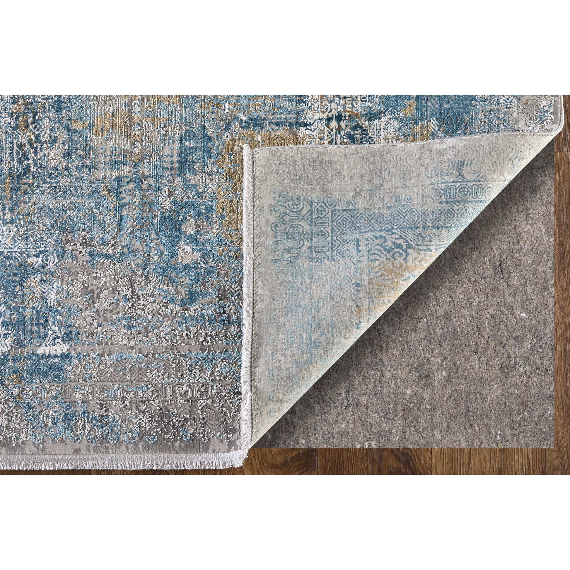 Cadiz Rug - 3890F by Feizy in blue, gray, gold. Made from viscose, acrylic in a unique style.