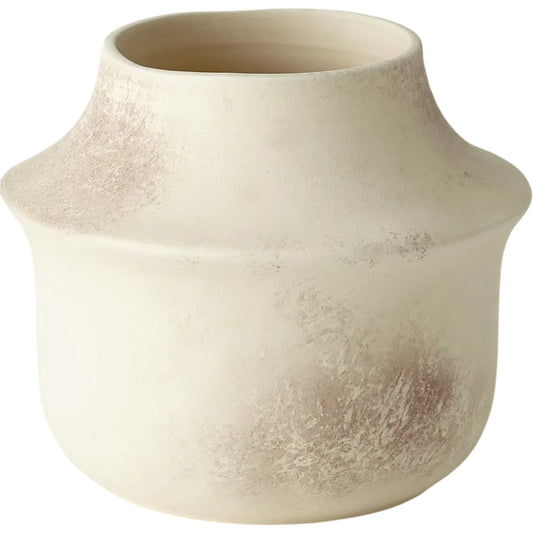 Fladis Vase by Global Views in matte cream marble. Made from earthenware in a eclectic & global style.