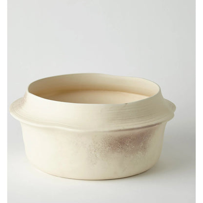 Fladis Bowl by Global Views in matte cream marble. Made from earthenware in a transitional style.