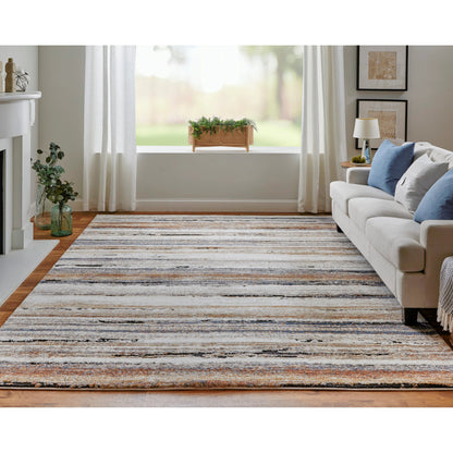 Gilmore Stripes Rug - 39MQF by Feizy in ivory, orange, gray. Made from polypropylene in a unique style.