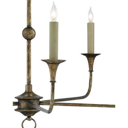 Nottaway Chandelier by Currey and Company. Made from wrought iron in a modern style.