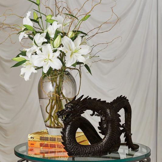 Balloon Grey Vase by Global Views in grey. Made from art glass in a modern style.