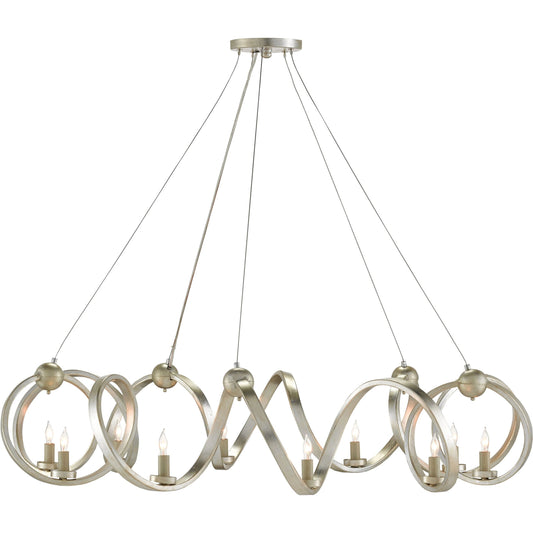 Ringmaster Chandelier by Currey and Company. Made from wrought iron in a modern style.