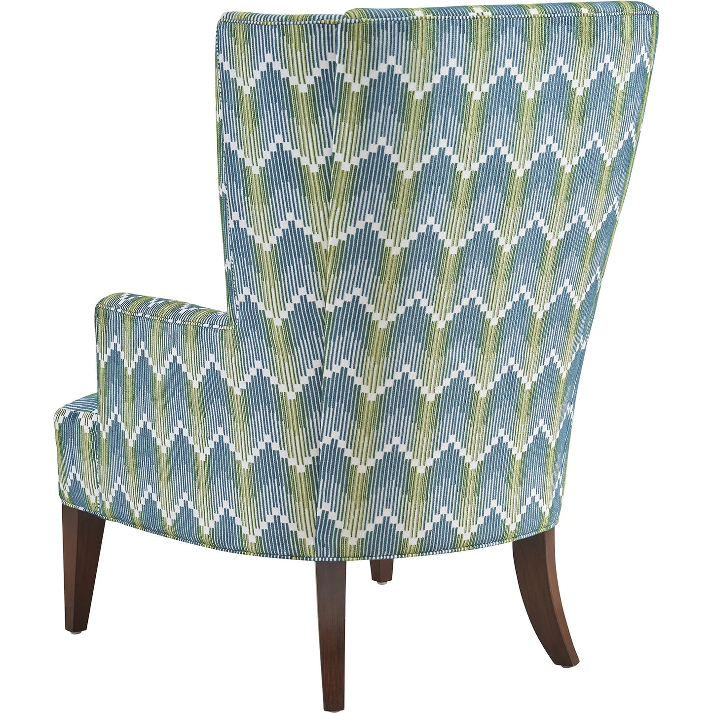 002 SI-2540569 | Additional Silo | Brockton Wing Chair by Lexington in blue, green and brown. Made from walnut, fabric in a unique style.