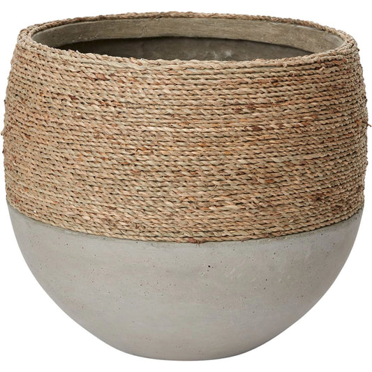 Reed Pot by Accent Decor in tan. Made from concrete in a cottage & farmhouse style.