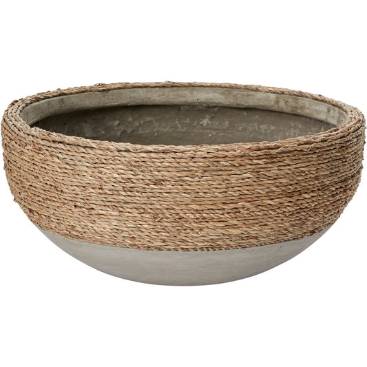 Reed Bowl by Accent Decor in tan. Made from concrete in a cottage & farmhouse style.