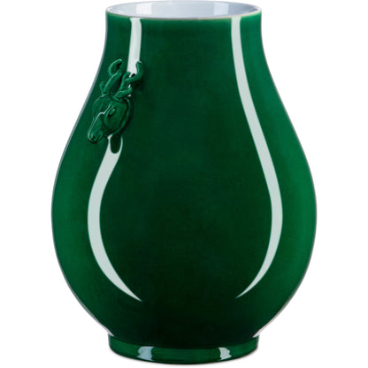 Deer Ears Vase by Currey and Company in imperial green. Made from porcelain in a modern style.